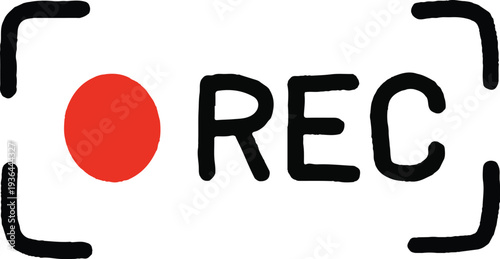 Video Recording Screen Elements Set – REC Icon, Loading Buffer Symbol and Film Clapperboard Vector