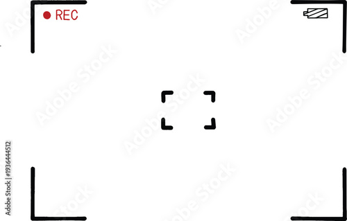Video Recording Screen Elements Set – REC Icon, Loading Buffer Symbol and Film Clapperboard Vector