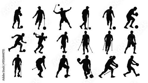 Collection of sports silhouettes in various actions