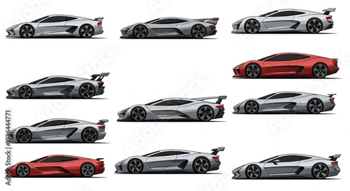 Luxury Sports Cars Side View.