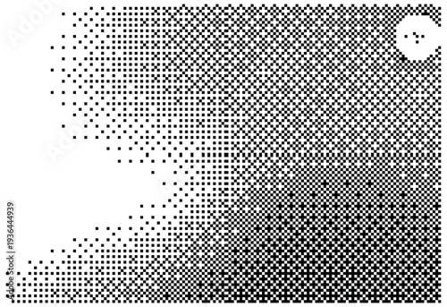 Vector illustration of a bitmap dither texture gradient background design element
