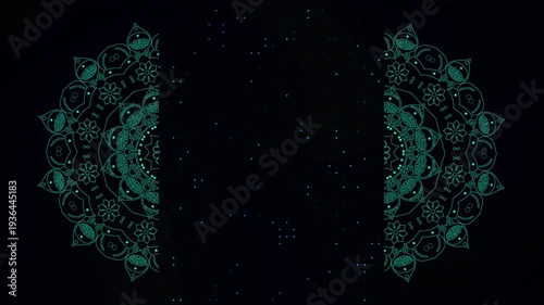 Spiritual Geometry Rising Within an Islamic Mandala Background of Quiet Reverence, ideal for Ramadan event visuals, mosque digital displays, Eid marketing videos, and Islamic educational media