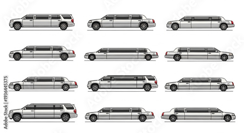 Limousine Vehicles in Various Angles.