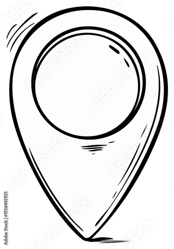 Drawn Map Pin Icon Symbol for Location Finding and Navigation