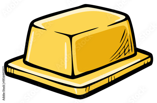 Solid Gold Bar Sitting On Smaller Gold Base Illustration Graphic Element Object