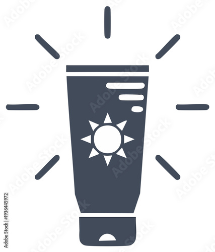 Sunscreen Lotion Tube Icon Symbol for Sun Protection and Skin Care