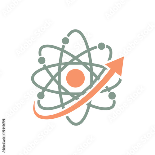 Atom with Upward Arrow Vector Icon