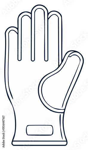 Minimalist line art illustration of a protective glove ideal for sports or work applications
