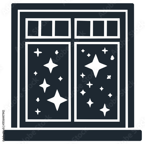 Stylized window design with stars illustration perfect for fairytale concepts and dreams