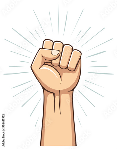 Raised Clenched Fist Vector Illustration Symbolizing Power Strength and Determination