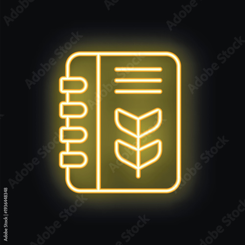 Glowing neon line gluten free book icon isolated on black background