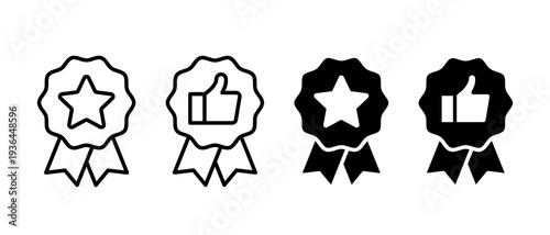 Champion Medal Vector Icon. Award Rosette Star Ribbon symbol