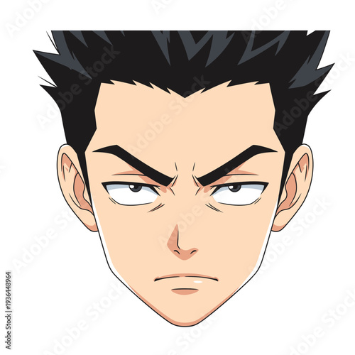 Anime character with spiky black hair and determined expression.