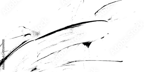 abstract black ink brush stroke on white background with grunge texture sweeping black ink brush strokes on a clean white background.