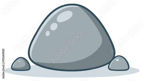 Cartoon smooth grey stones and pebbles illustration simple geometric shapes clean design