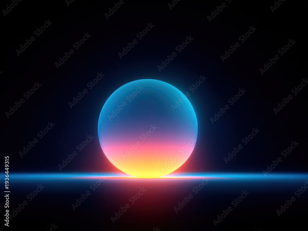 Obraz premium A single glowing orb, perfectly spherical, resting on a pitch-black background