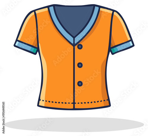 Cartoon illustration of an orange button-down shirt