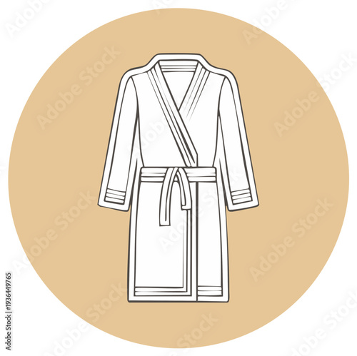 Bathrobe Line Art Illustration. Simple Vector Icon of a Dressing Gown for Comfort and Relaxation
