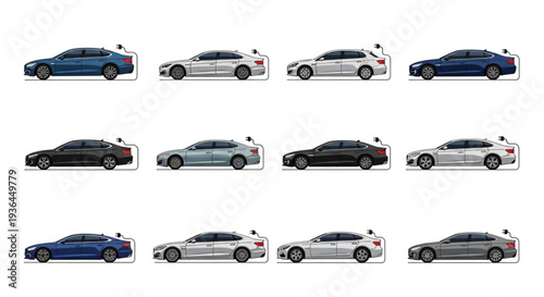 Multiple Cars Side View.