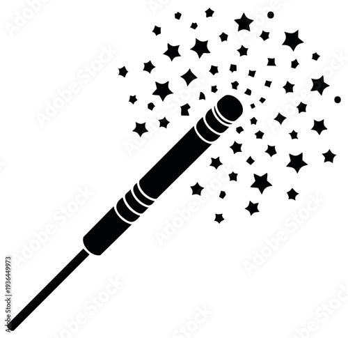 Black Magic Wand Spells Out Stars For Wizards and Fantasy Characters
