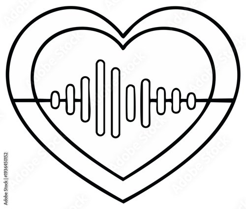 Heartbeat soundwave graphic line art medical love cardiology concept