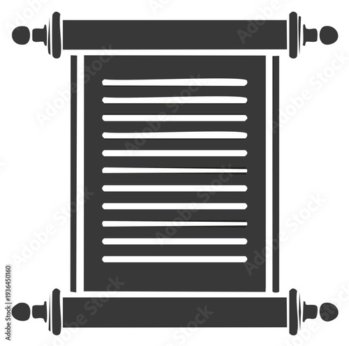 Ancient scroll with text and wooden rollers