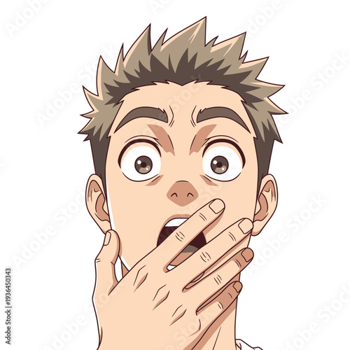 Young Man Expressing Shock and Surprise with Wide Eyes.