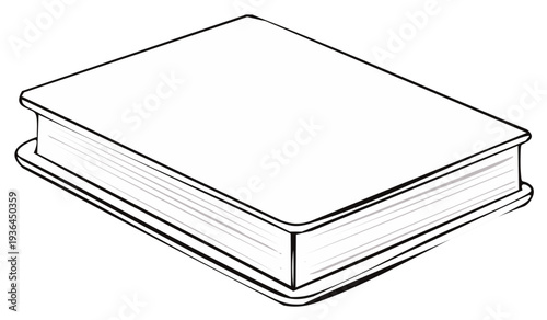 Simple line art drawing of a closed book in isometric perspective
