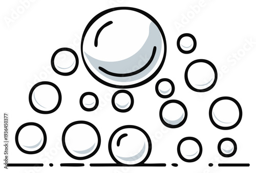 Cluster of Bubbles Grouped with Outline for Cleanliness or Soap Concept