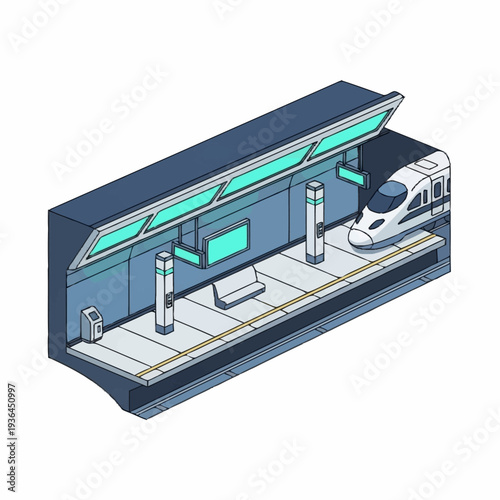 Futuristic Train Station with Modern Architecture.