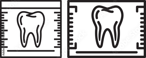 Dental X-Ray Tooth Health and Measurement Line Art Icon Illustration for Orthodontic and Dentistry Concepts