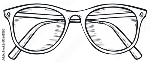 Eyeglasses with Thick Frames Drawn in a Sketch Style Graphic Design