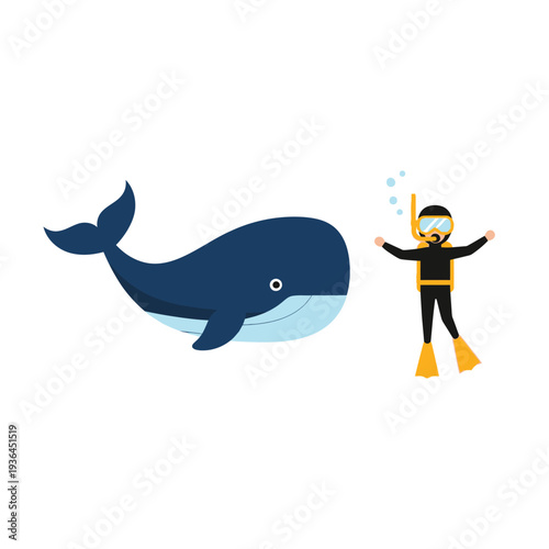 Diver and Blue Whale Underwater - Ocean Life Encounter