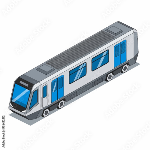 Silver Train with Blue Windows.