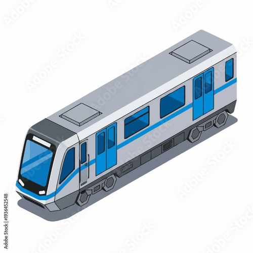 Modern Train with Blue Accents Illustration.