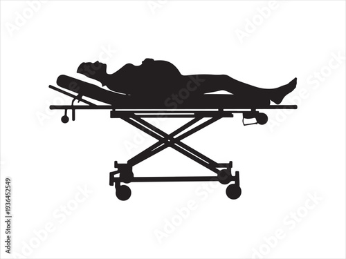 Person Lying On Medical Stretcher With Wheels Illustration
