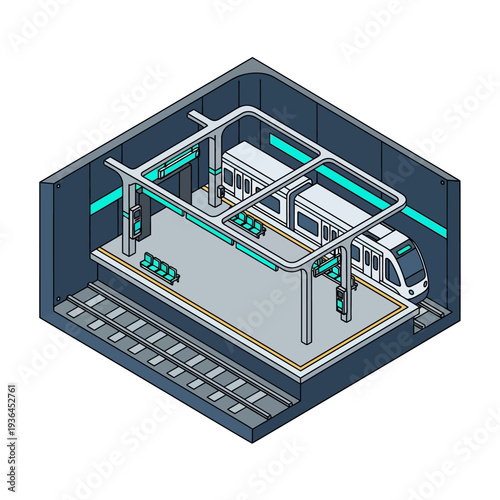 Isometric View of Modern Car Wash Facility.