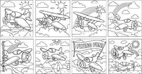 Vintage art collection of an plane