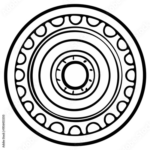 Concentric circles and ball bearings in a mandala-like design