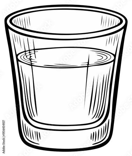 Shot glass with liquid beverage drink illustration