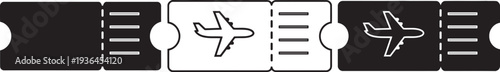 Airplane ticket with black and white airplane silhouettes travel transportation air travel