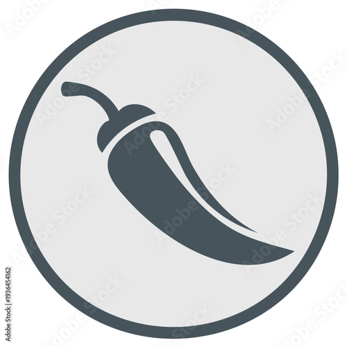 Minimalist Chili Pepper Icon in a Circle