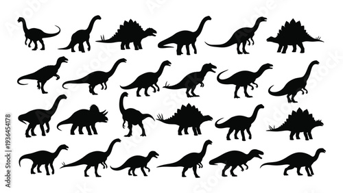 A collection of various dinosaur silhouettes