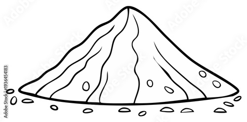 Heap of powdered substance with visible granular texture outline drawing