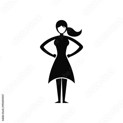 Confident woman silhouette standing strong empowerment awareness concept minimal vector isolated on white background