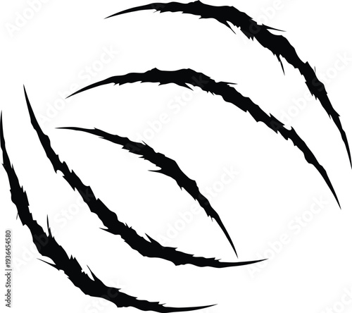 Black claw marks on a white background animal scratch marks