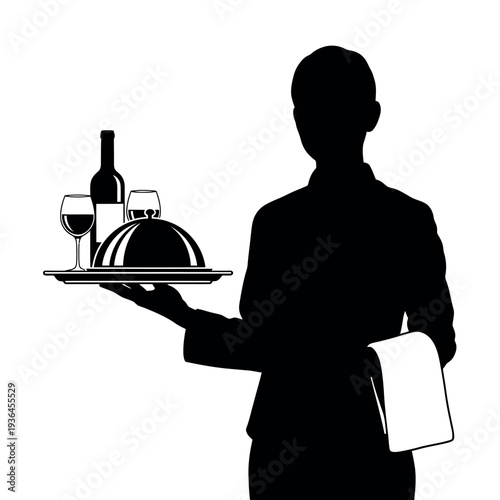 Professional Waiter Serving Food Tray