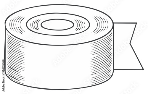 Sketch of a roll of tape with a banner