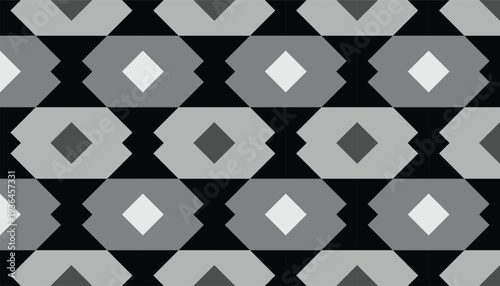 Seamless geometric pattern featuring a rhythmic industrial hexagon lattice in grayscale. Abstract vector background with a high-density interlocking structural grid