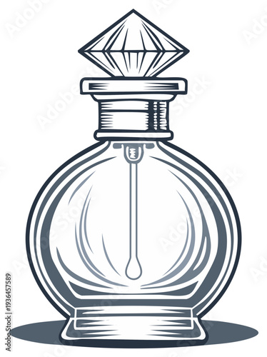 Elegant perfume bottle illustration with a diamond-shaped stopper